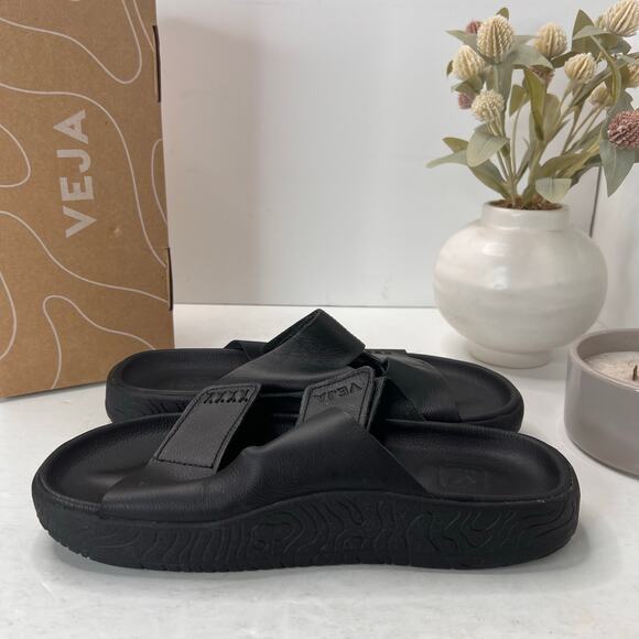 Veja Etna O.T. Leather Hook & Loop Sandal Black Women's 8M/Men's 6/EU 39 - Picture 7 of 10